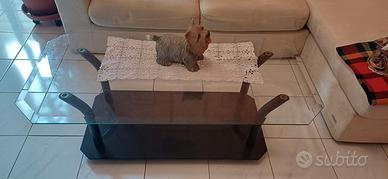 Tavolino con vetro in cristallo