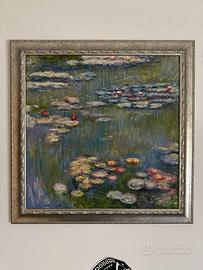 Dipinto olio su tela ninfee di Monet con cornice