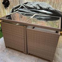 Tavole e sedie in ecorattan da giardino per 8