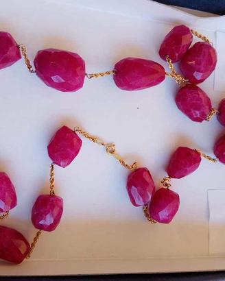 2 collane vintage di bigiotteria – rosso e fucsia