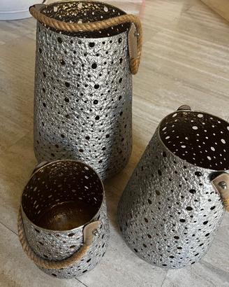 Set di 3 splendide lanterne portacandele in metall