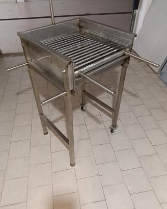 barbecue inox più canalina per arrosticini 