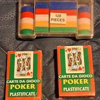 Set gioco poker 2 mazzi carte e fiches