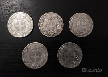 Lotto 5x 2 Lire Umberto I – date comuni, circolate