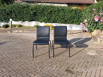 Coppia di Sedie in Pelle Nera