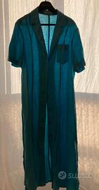 Abito lungo in puro lino azzurro corte dei gonzaga