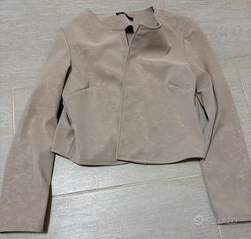 Giacca Donna Beige Tortora Effetto Scamosciato