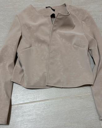 Giacca Donna Beige Tortora Effetto Scamosciato