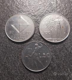 50 Lire Vulcano e 100 Lire Minerva e Marconi 1974