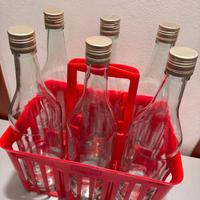 6 bottiglie vetro 1L con cestello portabottiglie
