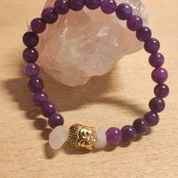 Bracciale mala donna Buddha.Ametista e quarzo rosa