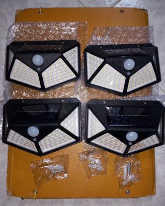 4 Faretti solari sensore movimento crepuscolare
