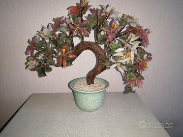 Alberello vintage in pietre dure (quarzo rosa e gi