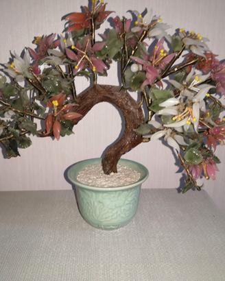 Alberello vintage in pietre dure (quarzo rosa e gi