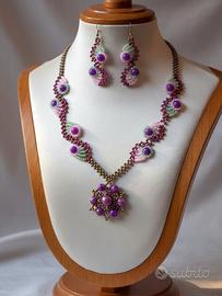 Gioielli Collana Orecchini Stile vintage Oro viola