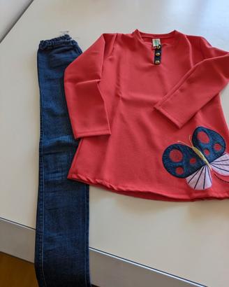 Completo maglietta e leggings jeans Deno Kids