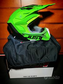 Casco cross Just1 J18 Pulsar Fluo Green-Titanium-B