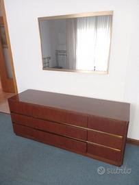 Como' e coppia di comodini in legno di noce