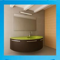 Bagno rovere scuro, lavabo in vetro L 170 cm
