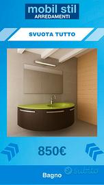 Bagno rovere scuro, lavabo in vetro L 170 cm