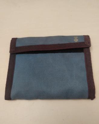 Portafoglio vintage anni '90 nylon azzurro blu