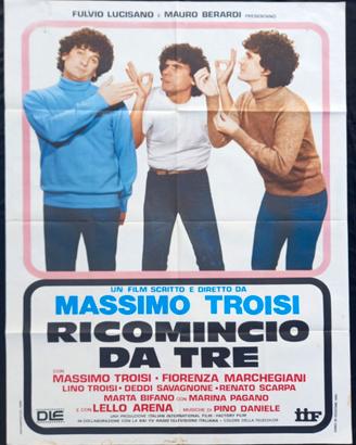 RICOMINCIO DA TRE MANIFESTO CINEMA ORIGINALE