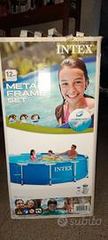 Piscina intex metal frame rotonda  3,66 × 0,76