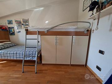 Letto singolo con armadio sotto doppia profondità 