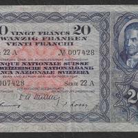 Svizzera - banconota  da 20 Franchi - 1947