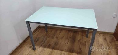 Tavolo in vetro temperato e metallo target 120x80h