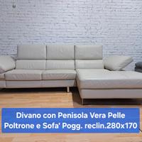 Divano in VERA PELLE Mod. Arzago Poltrone e Sofa'