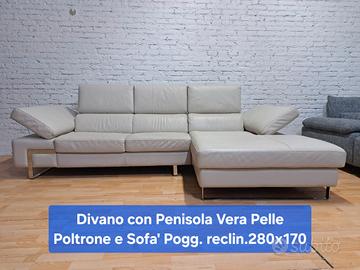 Divano in VERA PELLE Mod. Arzago Poltrone e Sofa'