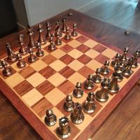 Scacchiera in legno - pezzi Metallo - richiudibile