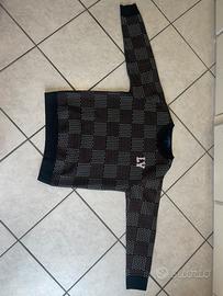 Felpa Girocollo LV - Motivo Damier Grigio/Nero