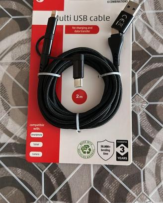 🔌 Cavo Multi USB 6 in 1 – 2 metri – NUOVO