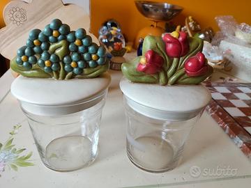 Coppia Barattoli THUN Bolzano Vetro Ceramica