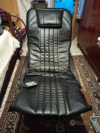 Poltrona massaggiante reclinabile in ecopelle nera