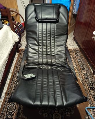 Poltrona massaggiante reclinabile in ecopelle nera