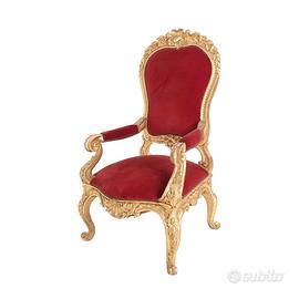 Poltrona trono in legno dorato oro foglia Luigi XV