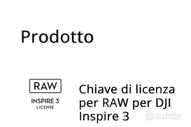 Licenza DJI Inspire 3 RAW (MAI ATTIVATE)