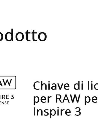 Licenza DJI Inspire 3 RAW (MAI ATTIVATE)