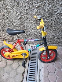 bici bimbo rossa e gialla 12 pollici