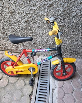 bici bimbo rossa e gialla 12 pollici