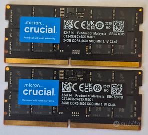 48GB (2x24GB) DDR5 5600 Crucial SODIMM