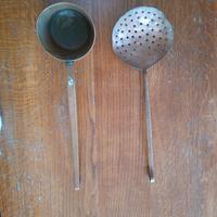 mestolo e schiumarola in rame