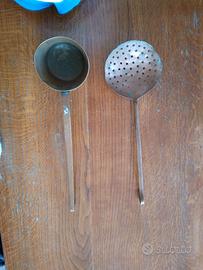 mestolo e schiumarola in rame