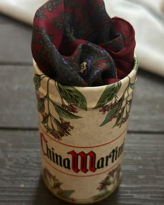 Foulard Vintage con Scatola Latta Martini Anni 70