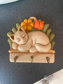 Portachiavi da muro con gattino dormiente THUN