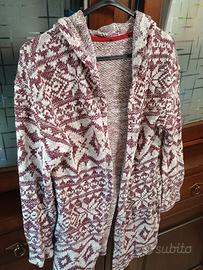 cardigan in maglia cappuccio e trama norvegese M