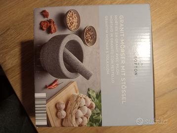 Mortaio in granito 15x10 cmnuovo in scatola